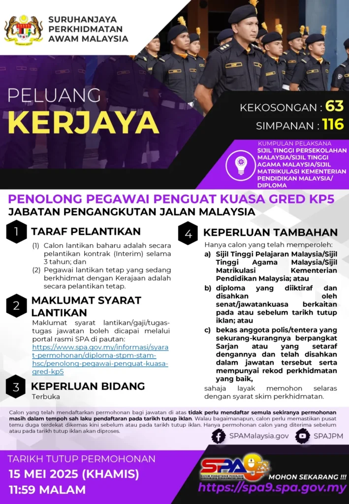 JAWATAN PENOLONG PEGAWAI PENGUAT KUASA KP5
