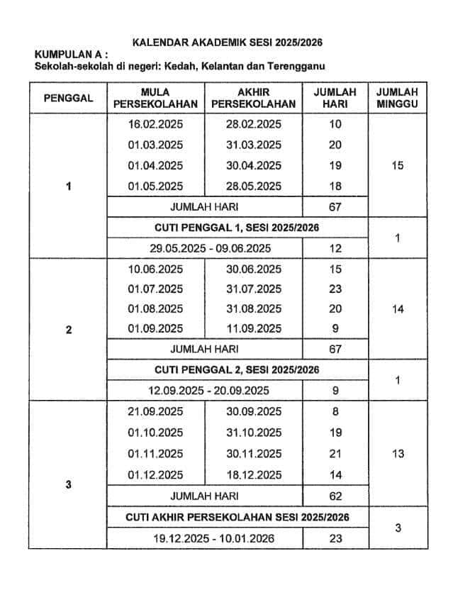cuti sekolah 2025/2026