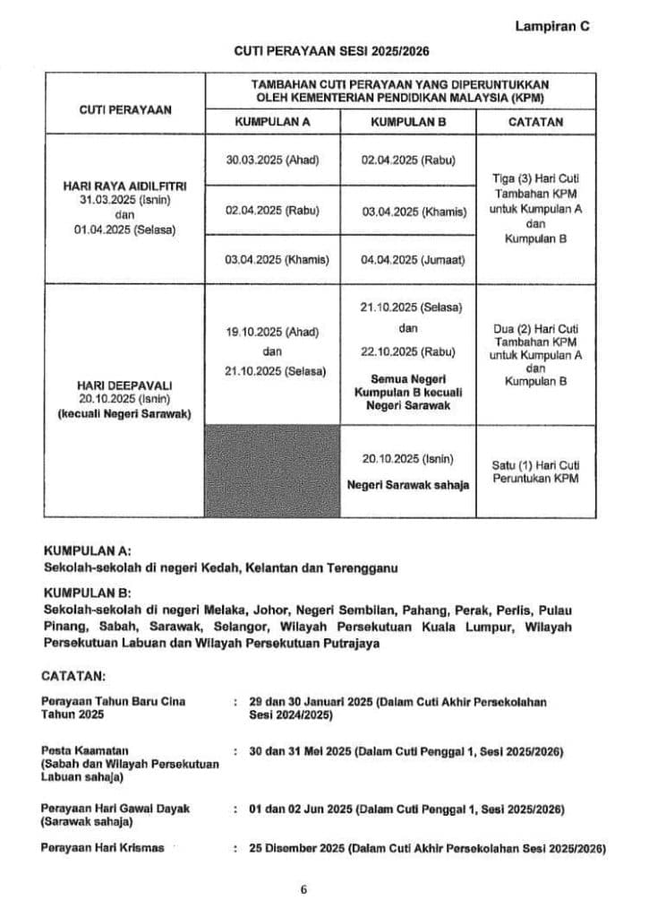cuti sekolah 2025/2026