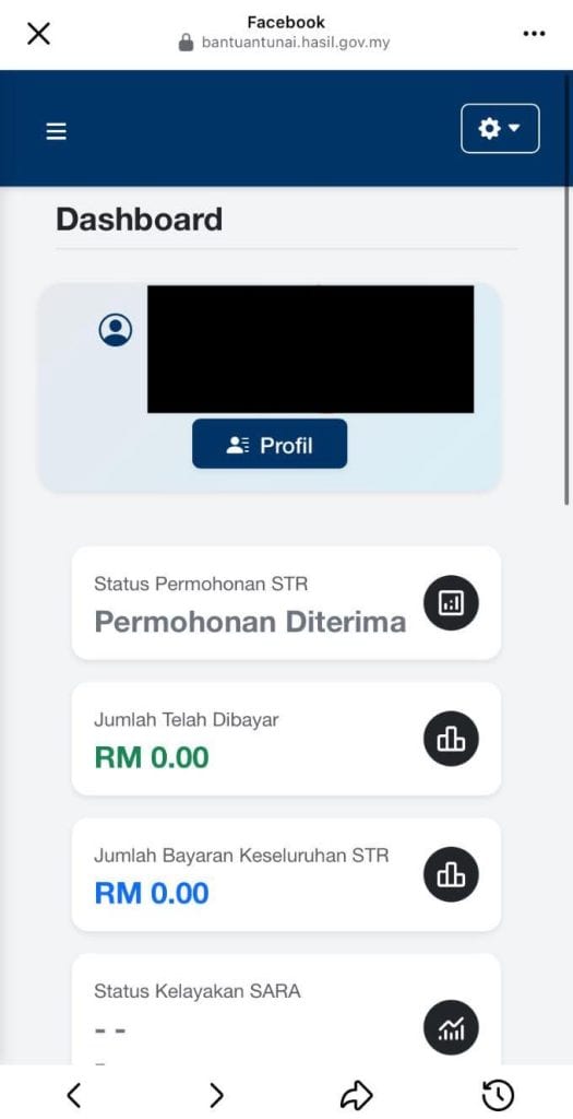 semakan permohonan str 2026