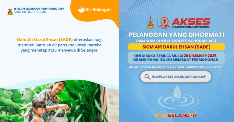 SADE 2026: Permohonan Skim Air Percuma Selangor Kini Dibuka