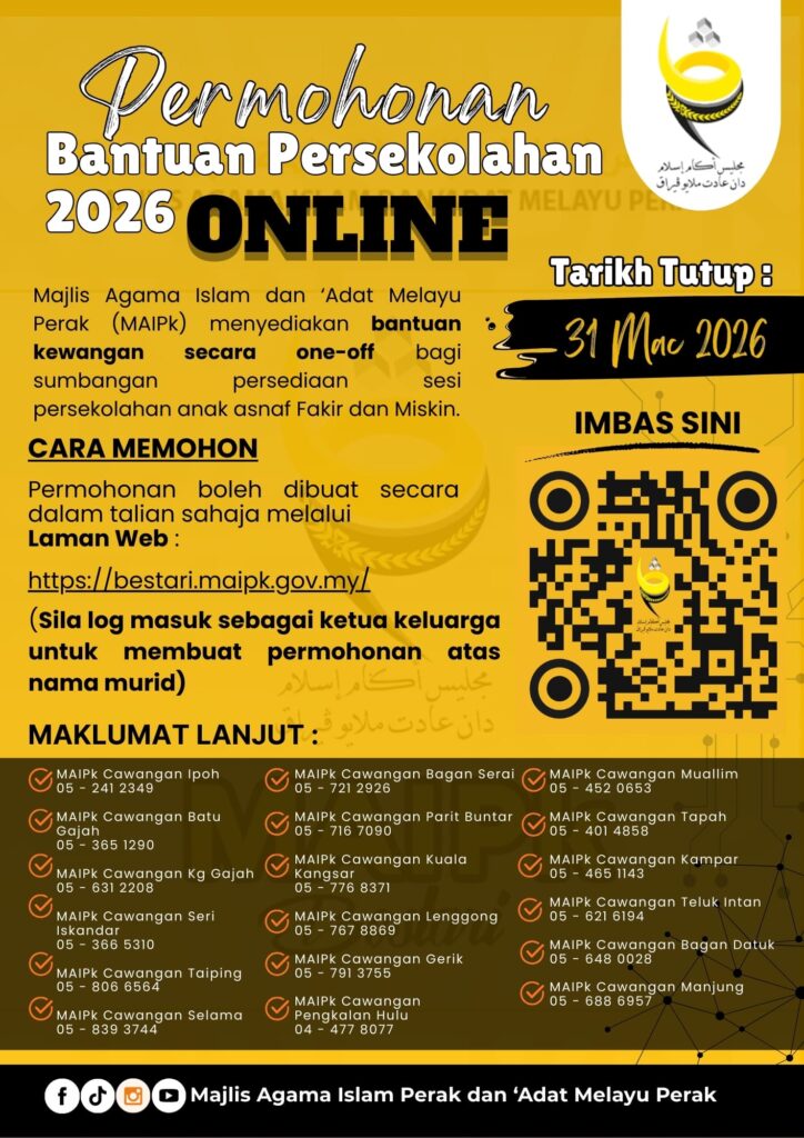 BANTUAN PERSEKOLAHAN MAIPk 2026 KINI DIBUKA! Mohon & Semak Kelayakan
