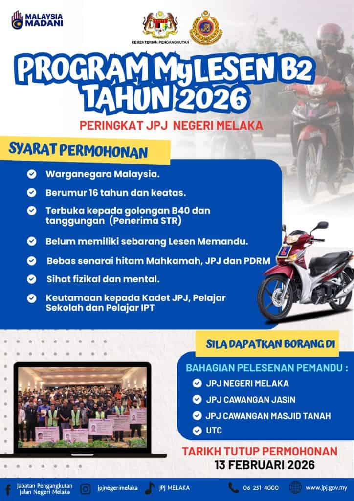 permohonan percuma mylesen b2 2026 melaka
