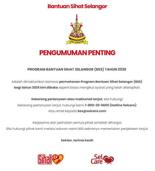 BANTUAN SIHAT SELANGOR 2026