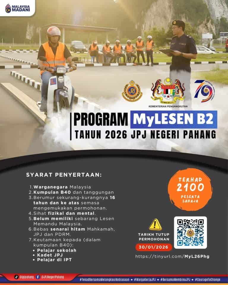 permohonan percuma mylesen b2 2026 pahang