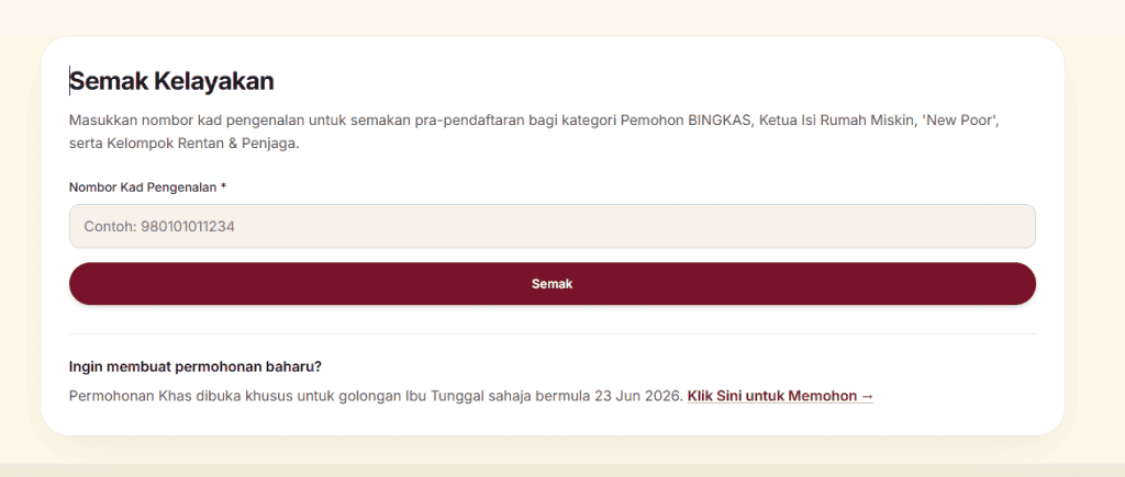 Semak Kelayakan Melalui Portal Rasmi Baucar Kita Selangor